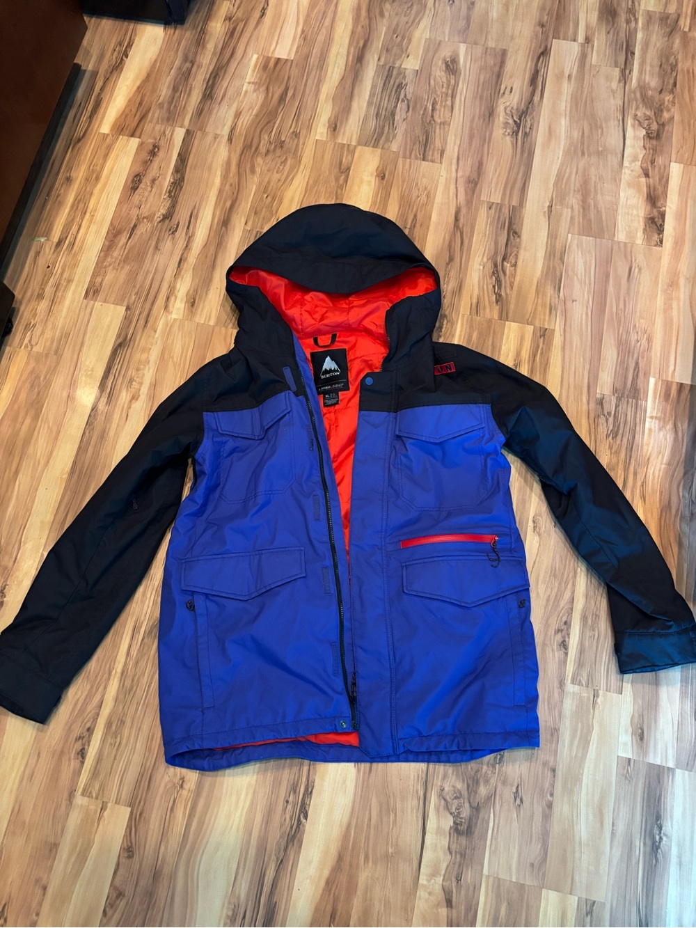 Burton Blue and Black Ski Jacket with Red Lining